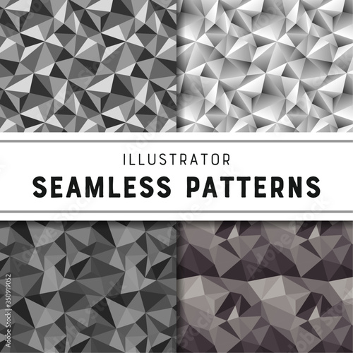 シームレス ポリゴン 幾何学 模様 パターン セット