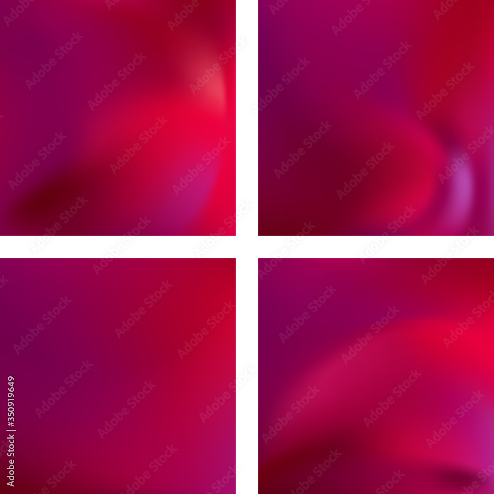 Fototapeta premium Set with pink abstract blurred backgrounds. Vector illustration. Modern geometrical backdrop. Abstract template.