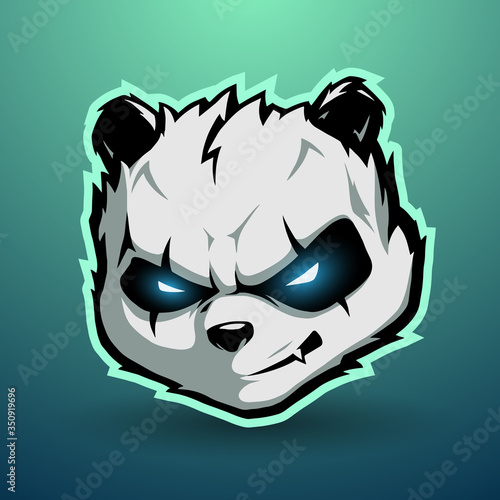 Angry panda cartoon head illustration