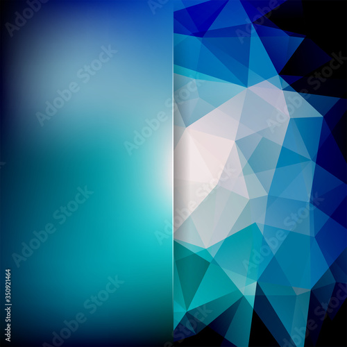 Abstract mosaic background. Blur background. Triangle geometric background. Design elements. Vector illustration. Blue, white colors.