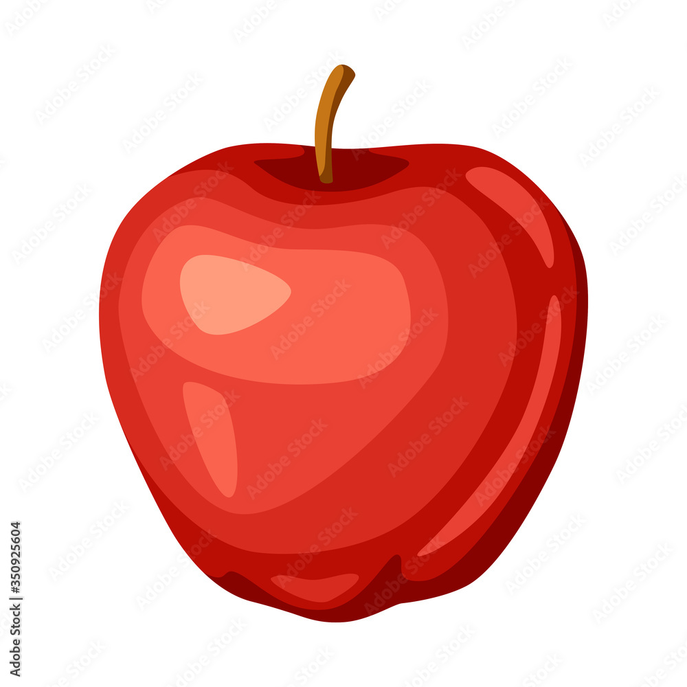 Fototapeta premium Illustration of sweet red ripe apple.