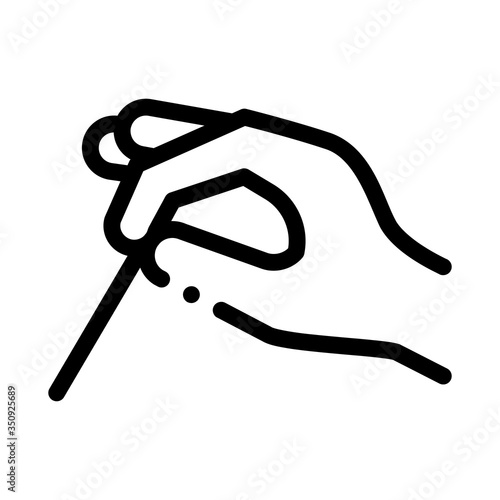 hand making acupuncture icon vector. hand making acupuncture sign. isolated contour symbol illustration