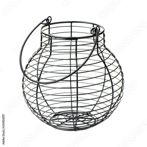 wire basket on white background