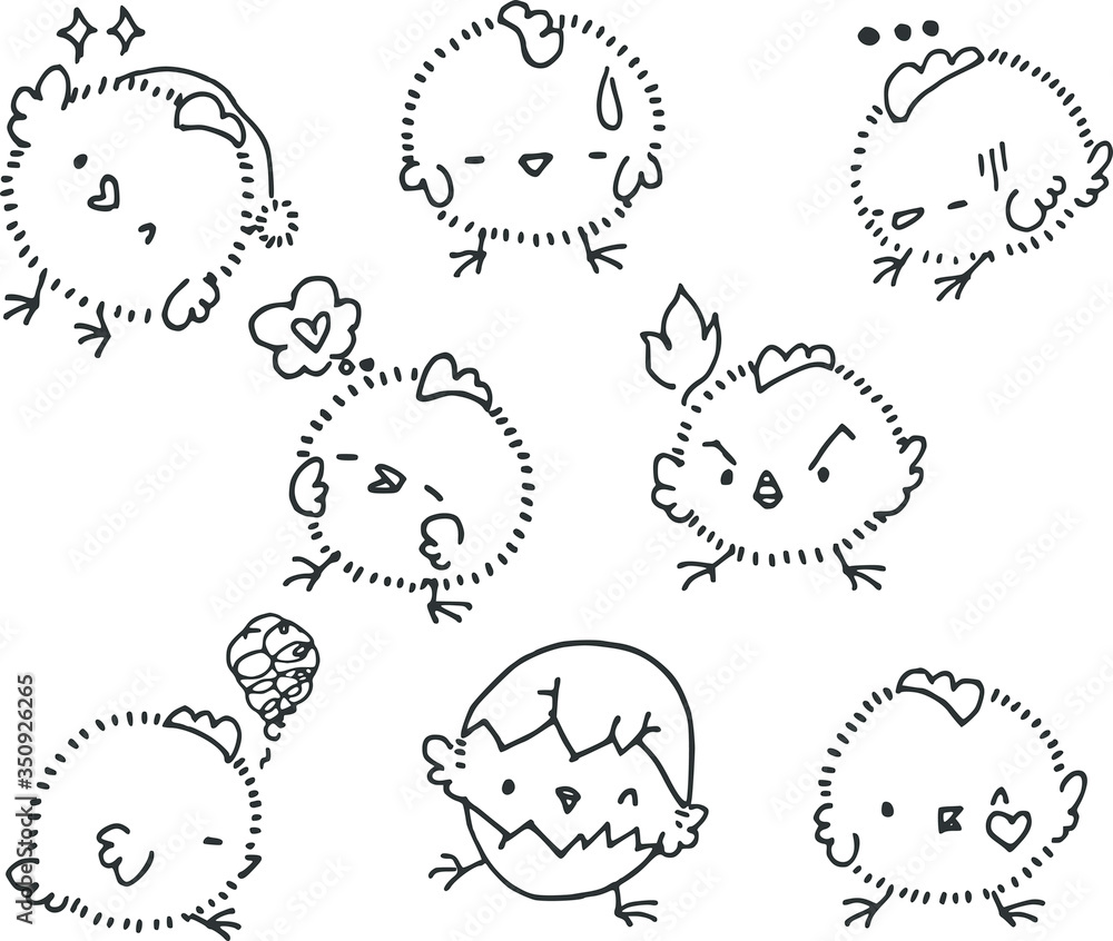 Fototapeta premium cartoon cute chicks emoji and action set 