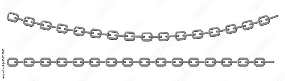 Chain metal links. Straight curved security element Chain metal links. Straight curved security element
