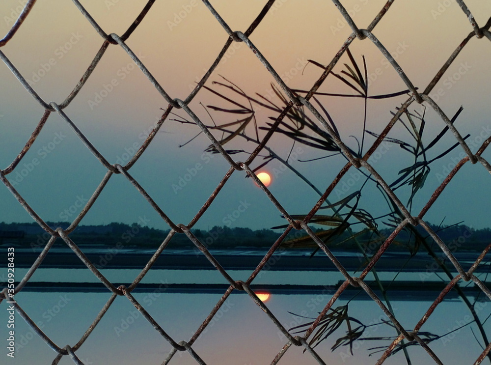 Decorative wire mesh of landscape background Decorative wire mesh of landscape background