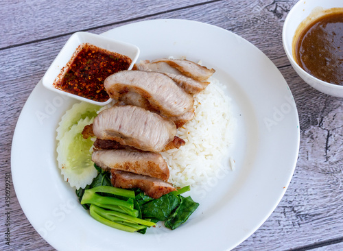 Pork on Rice Dishes Thai Style 