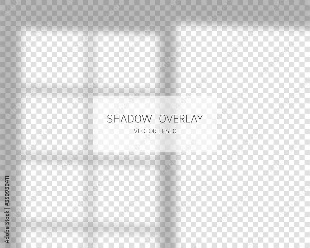 Shadow overlay effect. Natural shadows from window isolated on transparent background. Vector illustration. Shadow overlay effect. Natural shadows from window isolated on transparent background. Vector illustration.