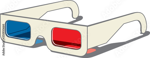 Vector drawing of 3D glasses - side view on white background
