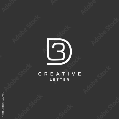creative letter 3D logo,initial D3 design,monogram outlines vector