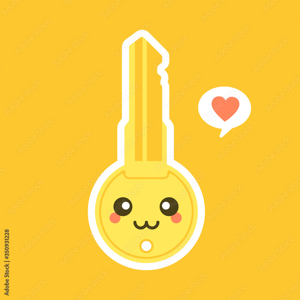cute and kawaii key lock flat design vector illustration. cartoon character for security, alarm, lock, close, safety house cute and kawaii key lock flat design vector illustration. cartoon character for security, alarm, lock, close, safety house