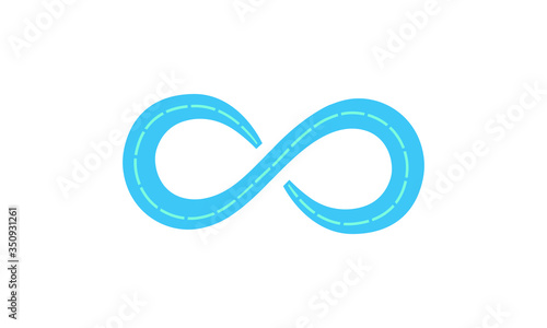 infinity blue winding road for logo design illustration on white background