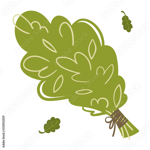Deciduous broom for steaming in a bath. Vector illustration