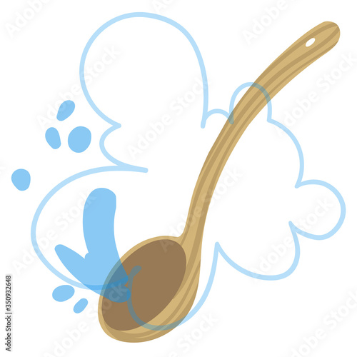 Ladle with water for steaming in a bath. Vector illustration.