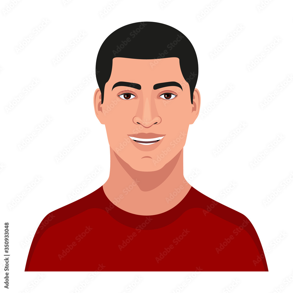 Handsome smiling man emotion avatar. Positive guy portrait. Vector Illustration. Handsome smiling man emotion avatar. Positive guy portrait. Vector Illustration.