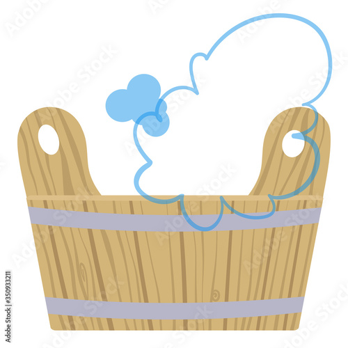 Tub with water for steaming in a bath. Vector illustration.