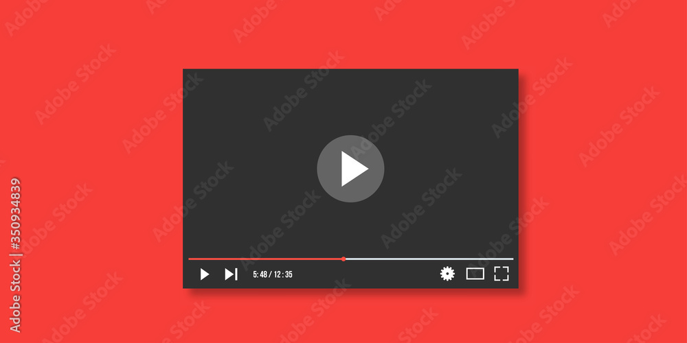 Video player, subscribe button flat icon. Views, thumb up, thumb down Vector illustration Video player, subscribe button flat icon. Views, thumb up, thumb down Vector illustration
