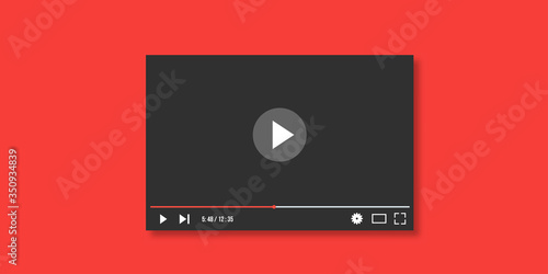 Video player, subscribe button flat icon. Views, thumb up, thumb down Vector illustration