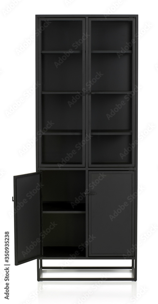 Modern empty Steel-Framed Display Cabinet with opened door, Casement Cabinet, isolated.
Modern empty Steel-Framed Display Cabinet with opened door, Casement Cabinet, isolated.
