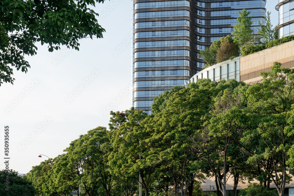 Fototapeta premium Downtown buildings with blue sky background.