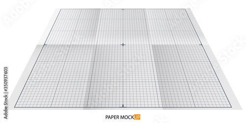 Drawing paper mock up perspective. Paper mock up isolated on white background for your business project. Vector Illustration