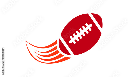 American football ball with shoot effects logo design, swoosh rugby ball symbol illustration on a white background