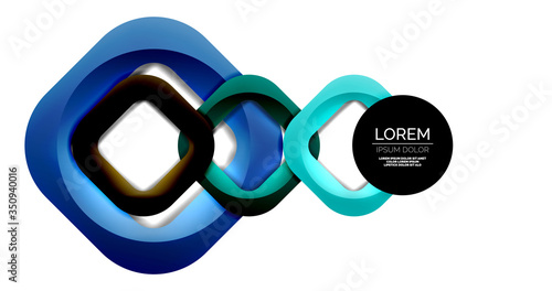 Square geometric vector abstract background, dynamic modern minimal template. Multicolored square shapes with round corners overlapping each other