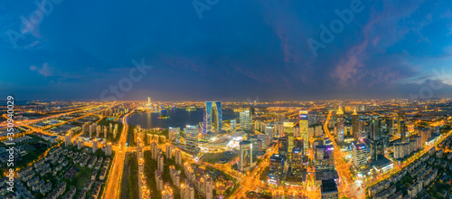 Night view of CBD City, Suzhou Industrial Park, Jiangsu Province, China © Weiming