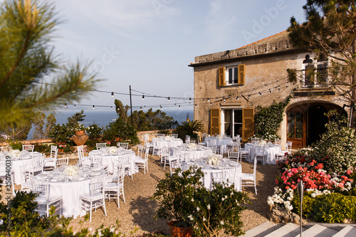 Beautiful flower decoration of the wedding venue and ceremony, details