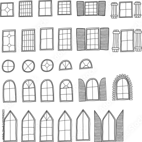 Set of hand drawn vector windows