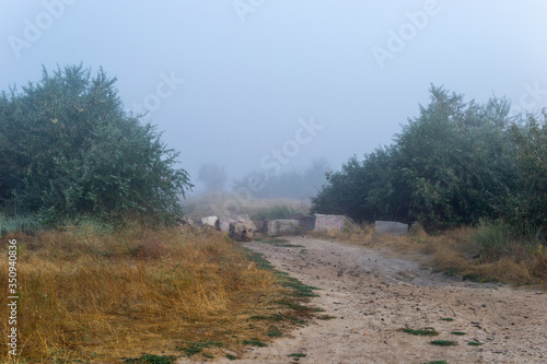 Ruins in the fog