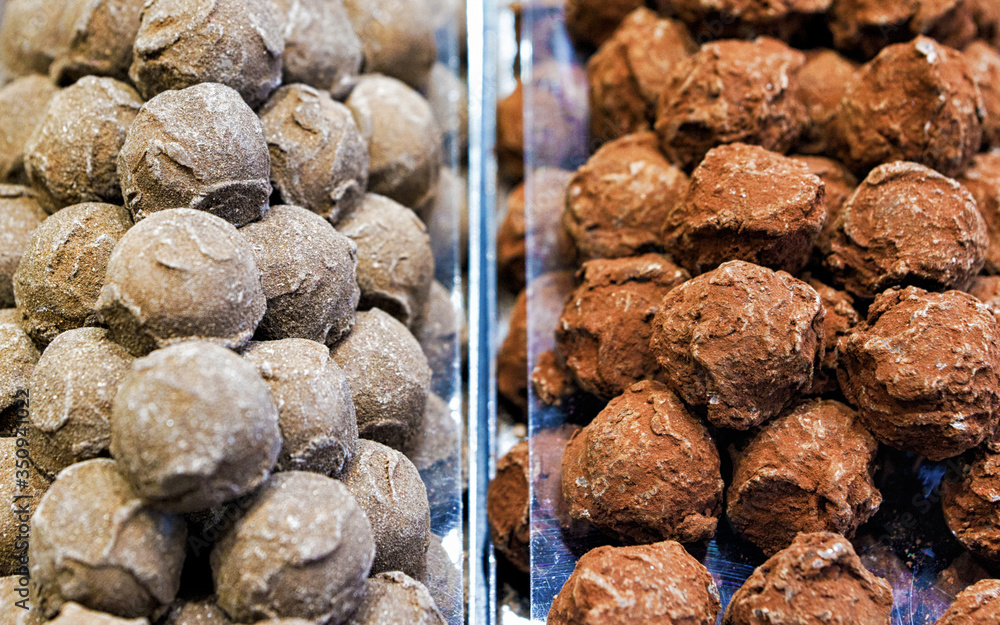 Selection of Swiss chocolate truffle reflex Selection of Swiss chocolate truffle reflex