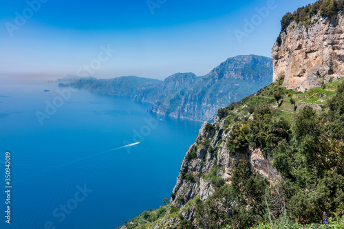 Landscape of  Amalfi coast  from hiking trail "Path of the Gods".