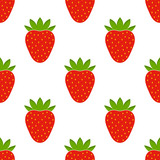 Red fresh strawberries seamless pattern.