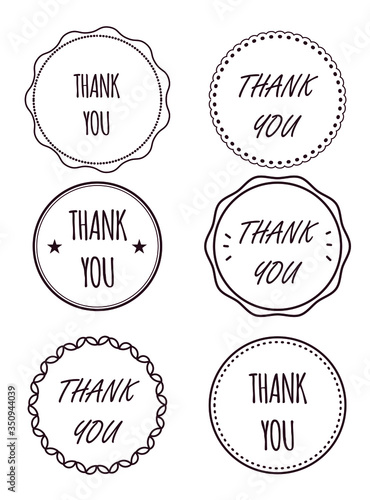 Vector set of thank you stamps.