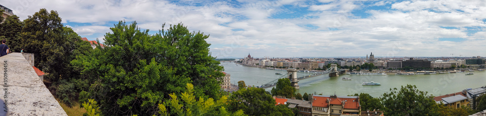 Panoramic view from Fisherman's Bastion in Budapest city, Hungary