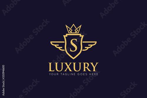 initial letter s crown logo and icon vector illustration design template