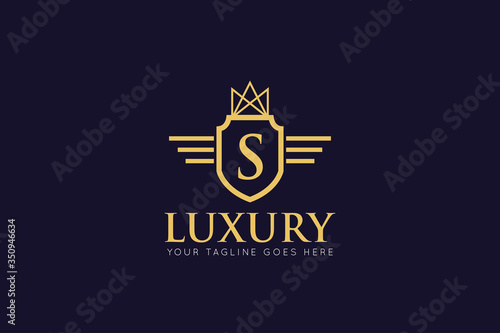 initial letter s crown logo and icon vector illustration design template