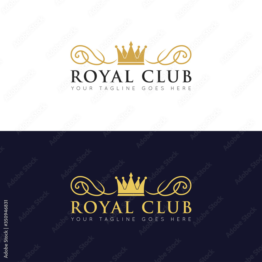 elegance crown logo and icon with ornament vector illustration design template
