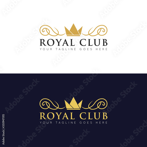 elegance crown logo and icon with ornament vector illustration design template