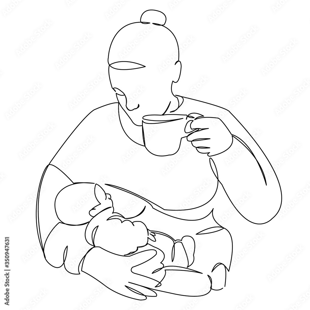 mother is breastfeeding and drinking tea mother is breastfeeding and drinking tea