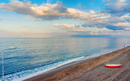 Konstfotografi Beach at Mediterranean sea at Santa Teresa di Riva Messina reflex