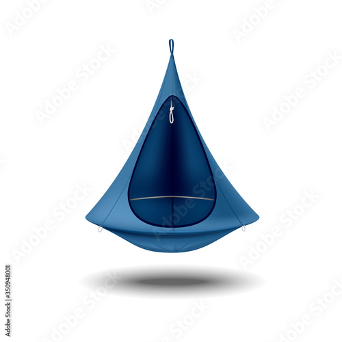 Hammock chair blue color. Furniture for the rest and travel. Vector illustration