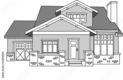 Front of Cottage Style House - Vector Drawing