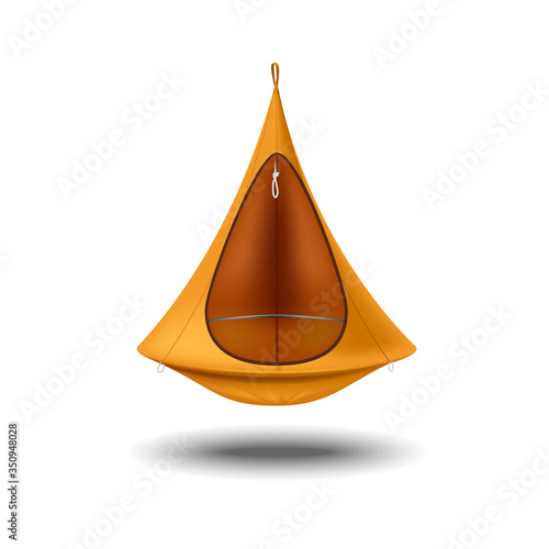 Hammock chair yellow color. Furniture for the rest and travel. Vector illustration 