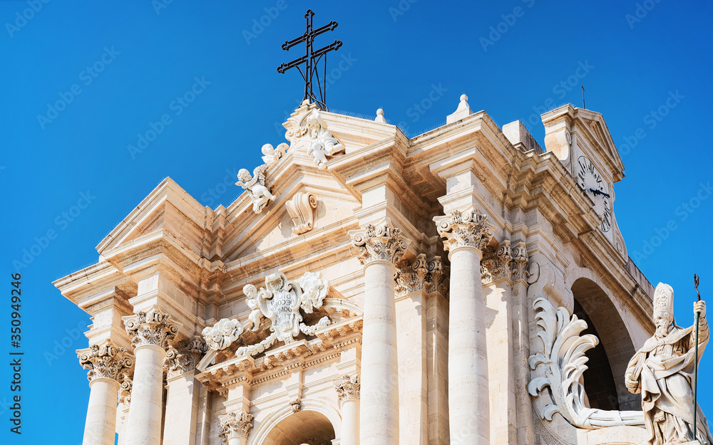 Fragment of Cathedral of Syracuse Siracusa Sicily reflex