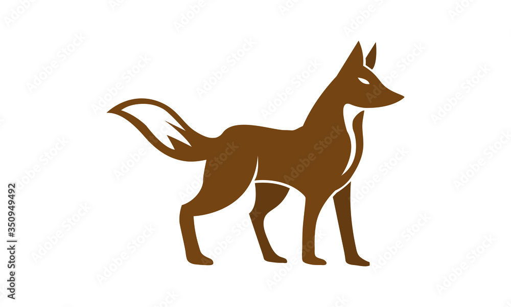 fox standing and looking, fox vector for logo design illustration on white background fox standing and looking, fox vector for logo design illustration on white background