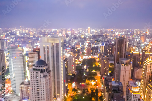 background of city skyline at night in aerial view