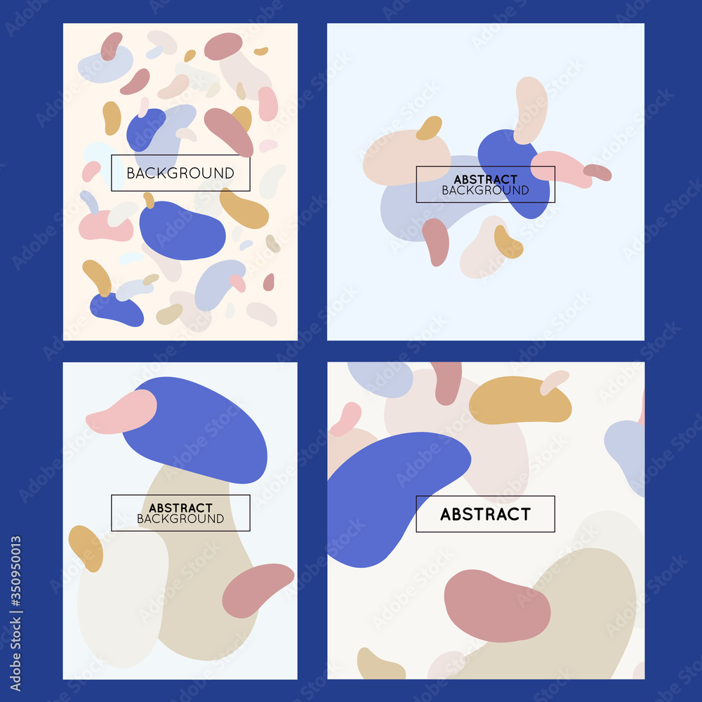 Abstract social media banner set with minimal abstract shapes and place for text - vector backgrounds in trendy pastel colors.