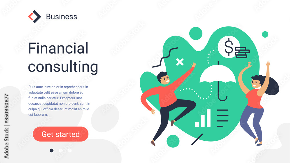 Vector creative business template with illustration of happy successful team with umbrella on color background. Insurance teamwork concept. Vector creative business template with illustration of happy successful team with umbrella on color background. Insurance teamwork concept.